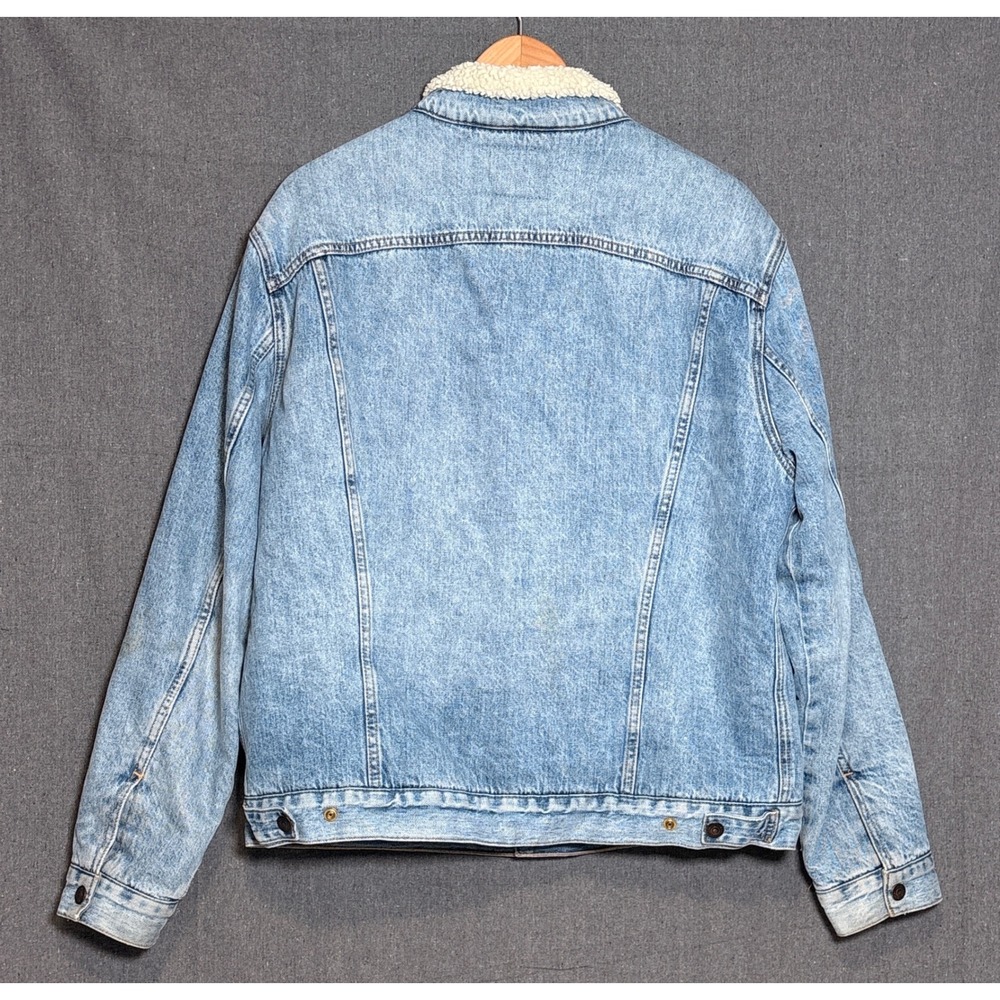 Lucky Brand Mens Sherpa Trucker Snap Jacket Light Wash Denim Sz XL - Picture 2 of 7